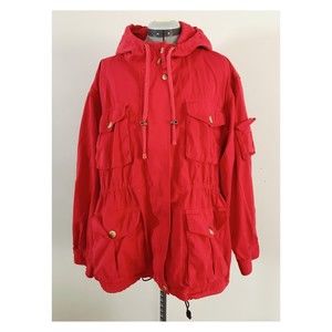 Vintage Nautica Sz M Red Cotton Parka